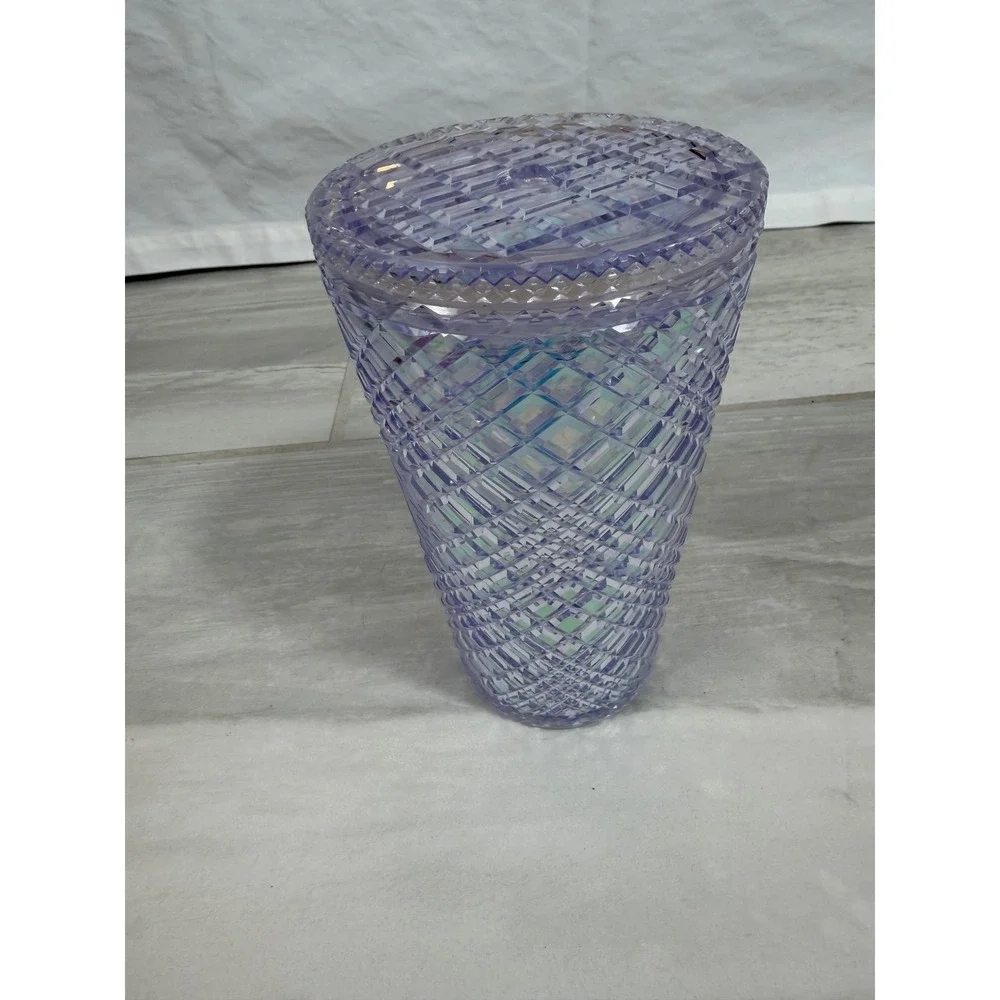 Starbucks 2021 Lilac Purple Studded Grid Iridescent Cold Cup Tumbler 16oz Grande